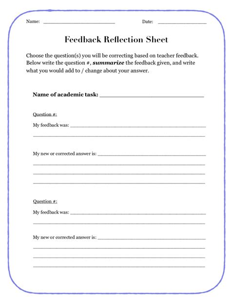 Enself Reflection Feedback Template