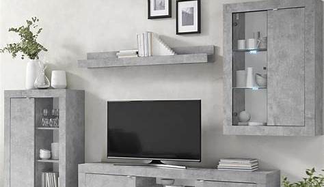 Kasalinea Ensemble meuble Tv design effet béton gris