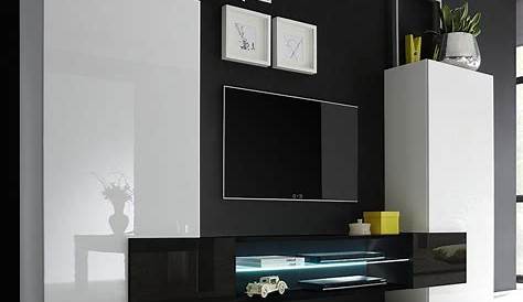 Ensemble meuble tv Santiago 260 cm blanc et noir