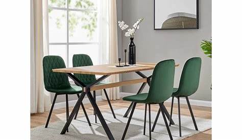 Table blanche ronde + 4 chaises scandinaves grises