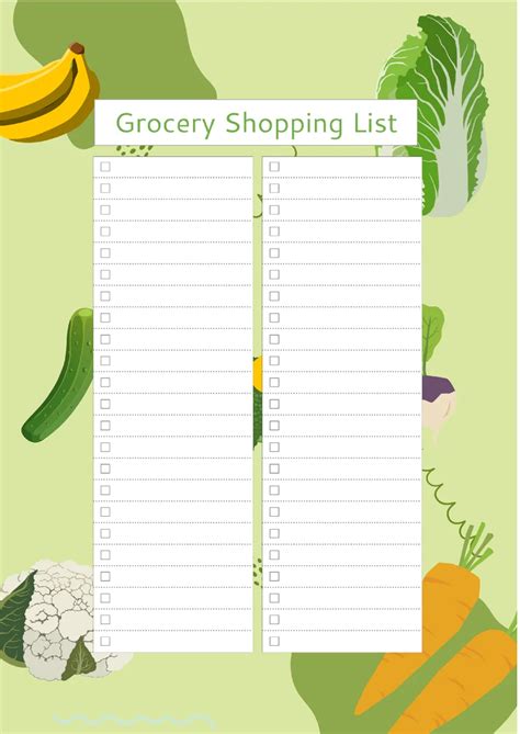Enshopping List Template Google Docs