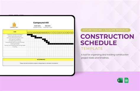 Ensimple Construction Schedule Template Excel