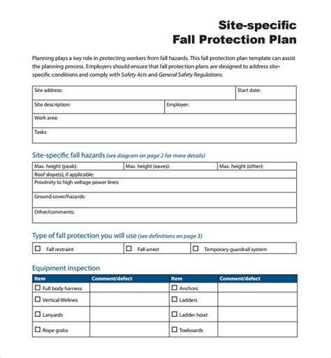 Ensite Specific Fall Protection Plan Template