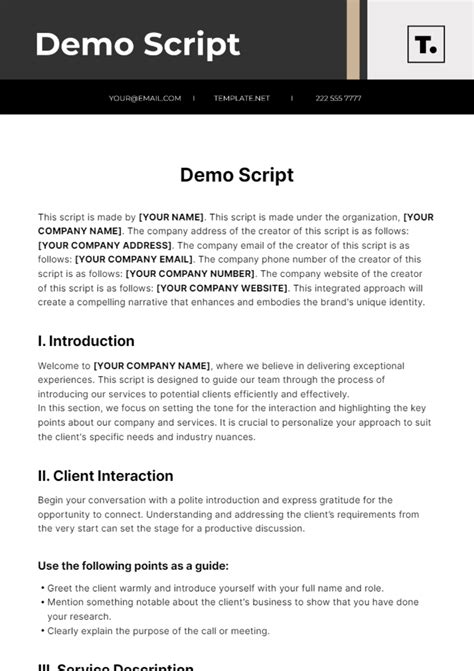 Ensoftware Demo Script Template