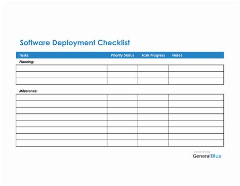 Ensoftware Deployment Checklist Template Excel