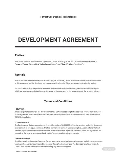 Ensoftware Development Agreement Template