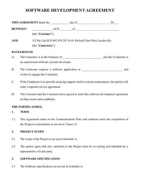 Ensoftware Development Contract Template