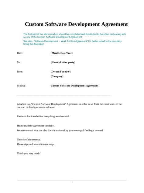 Ensoftware Development Contract Template Word Free