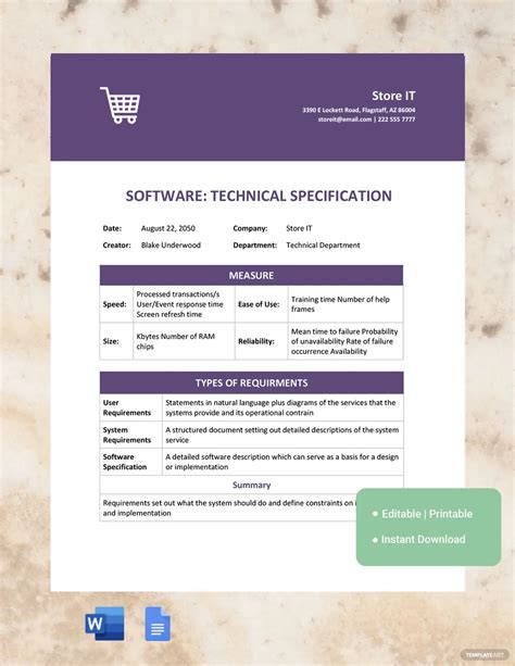 Ensoftware Development Technical Specification Template