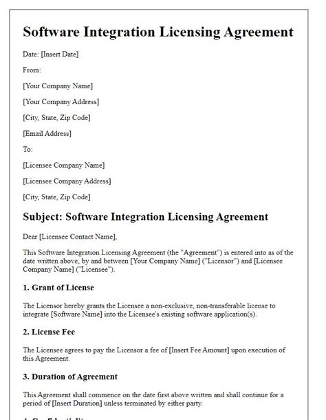 Ensoftware Integration Agreement Template