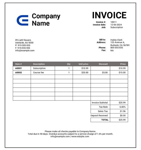 Ensoftware Invoice Template