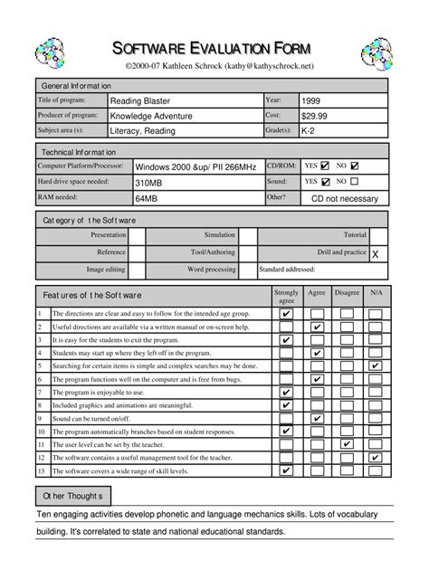 Ensoftware Tool Evaluation Template
