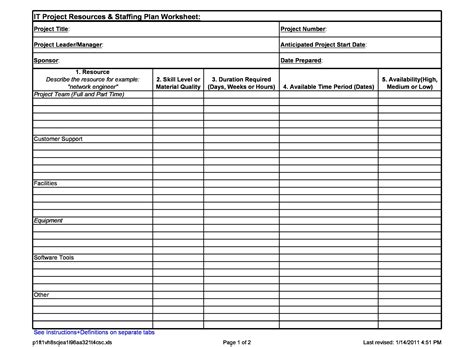 Enstaffing Plan Template Excel