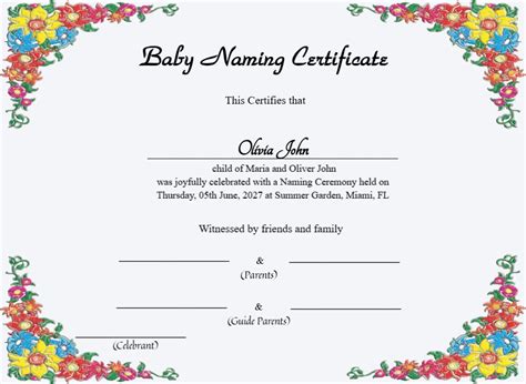 Enstar Naming Certificate Template