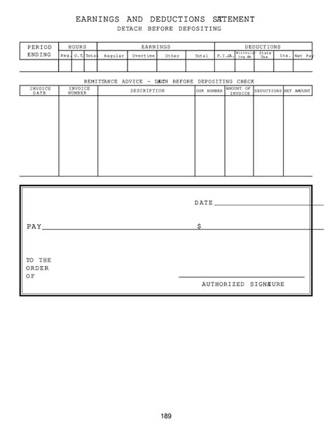 Enstatement Of Earnings And Deductions Template