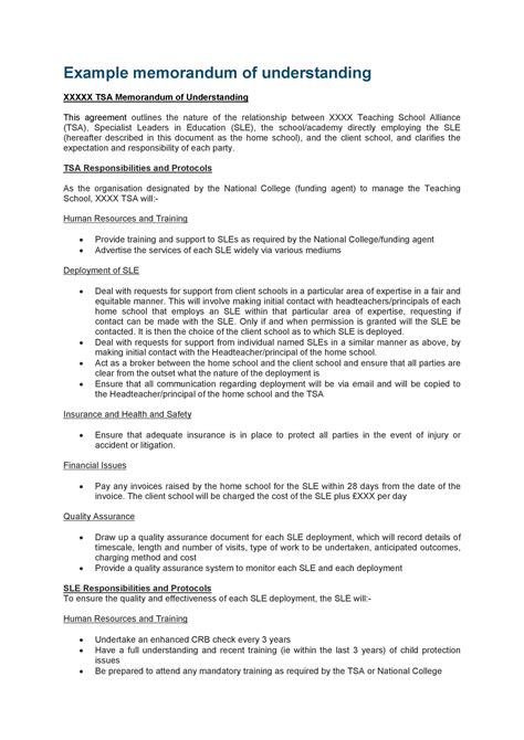 Enstatement Of Understanding Template