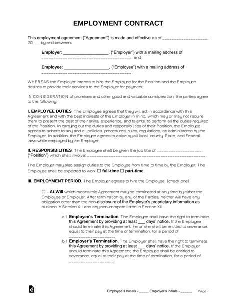 Enstatement Of Work Contract Template