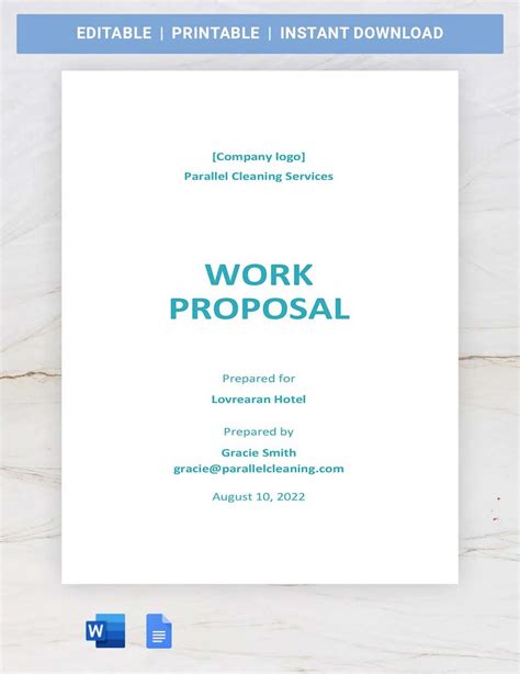 Enstatement Of Work Proposal Template