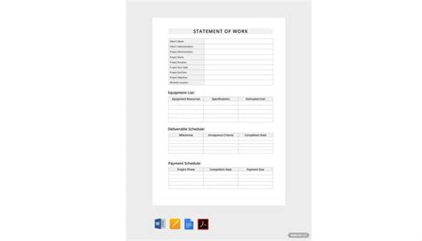 Enstatement Of Work Template Doc