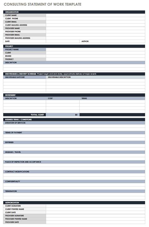 Enstatement Of Work Template For Consulting Services