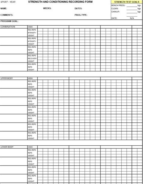 Enstrength And Conditioning Program Template