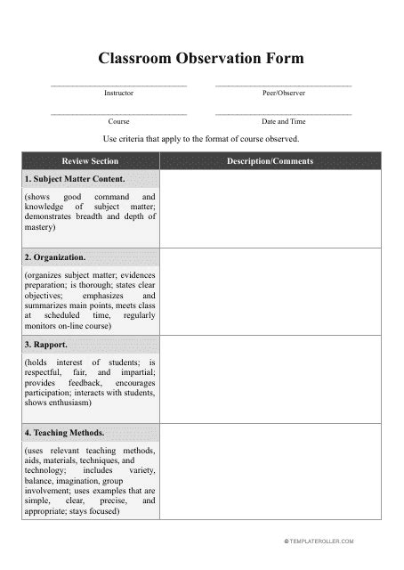 Enstudent Observation Template