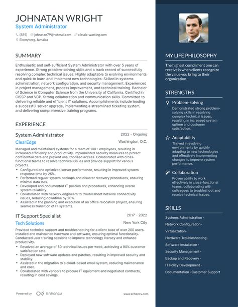 Ensystem Admin Resume Template