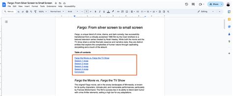 Entable Of Contents Template For Google Docs