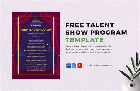 Entalent Show Program Template Free