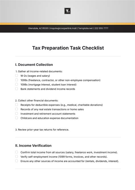 Entax Preparation Checklist Template