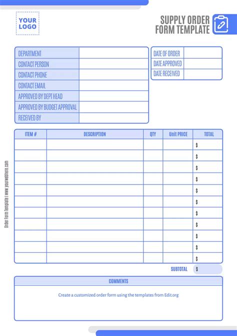 Entemplate For Order Forms