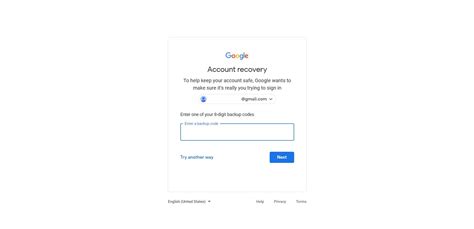 enter google account recovery code