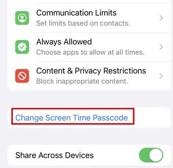 enter screen time passcode not working