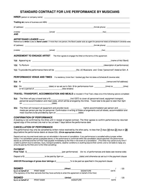 Entertainment Contract Template Free