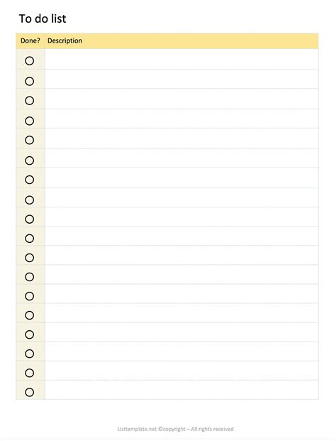 Ento Do List Template Printable