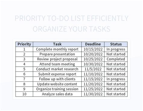 Ento Do Priority List Template