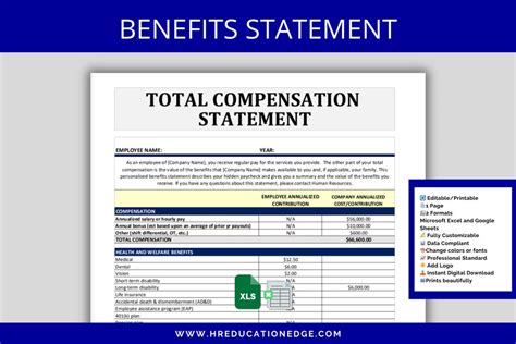 Entotal Compensation Statement Template Excel Free