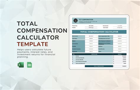 Entotal Compensation Template Excel Free