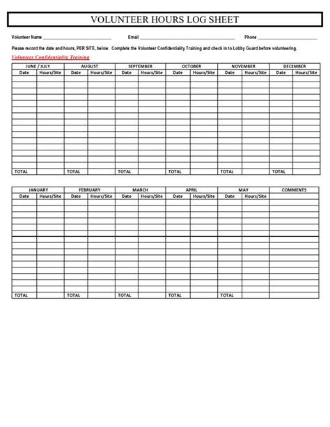 Entracking Volunteer Hours Excel Template