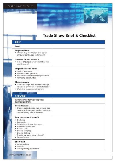 Entrade Show Checklist Template Excel