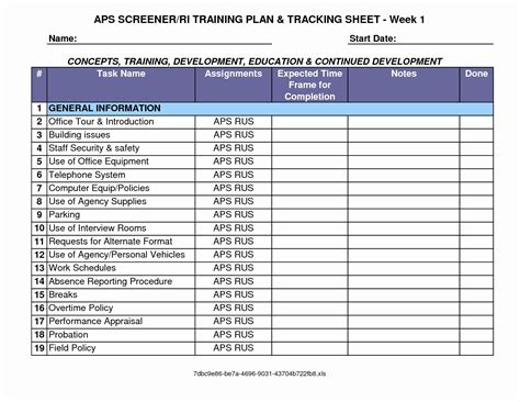 Entraining And Development Template