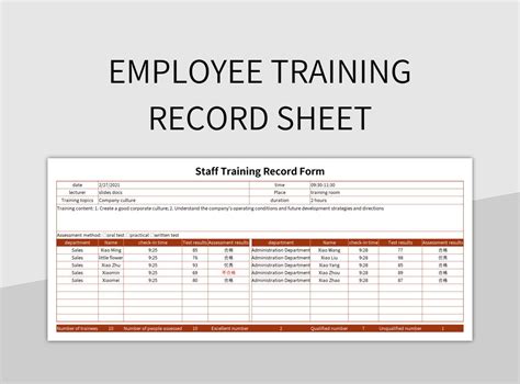 Entraining Record Template Excel