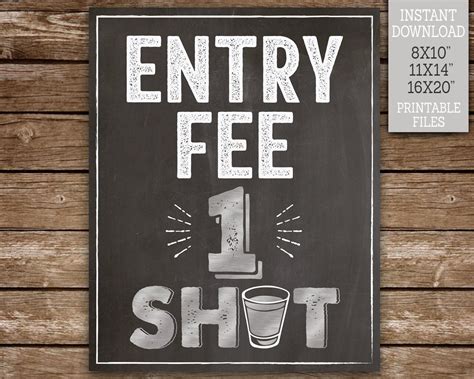 Entry Fee One Shot Sign Printable: An Easy And Convenient Way To Collect Payments