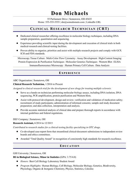 Clinical Trials Assistant Resume Example ICON Clinical