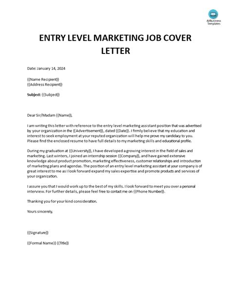 FREE 9+ Sample Entry Level Marketing Cover Letter Templates in PDF MS