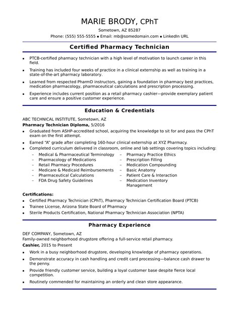 pharmacy technician resume example template iconic in 2020