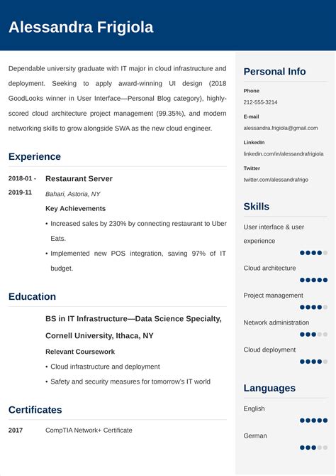 entry level cv template free