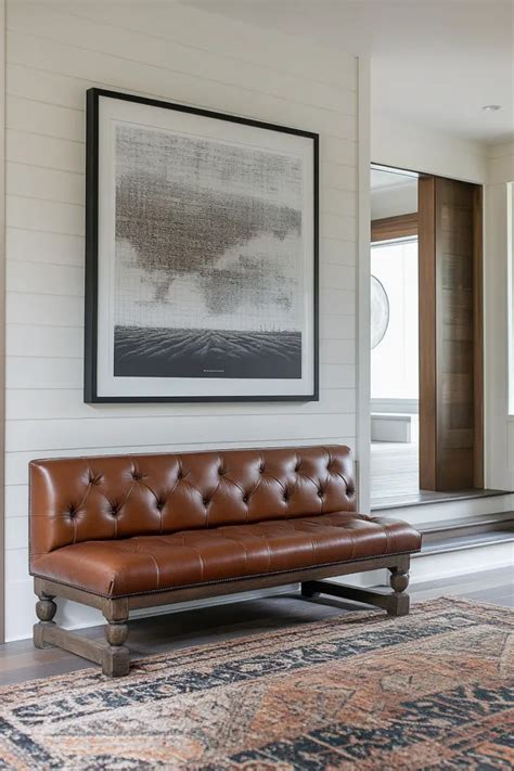 Entryway Leather Bench
