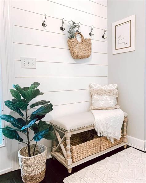 Entryway White Bench