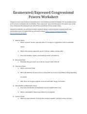 enumerated powers of congress worksheet